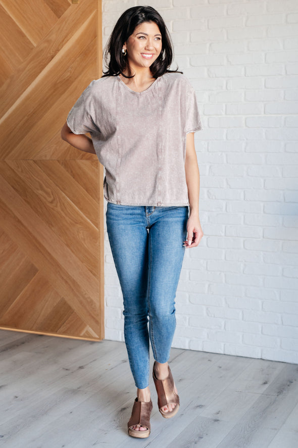 Here For The Vibes Mineral Wash Spliced Tee