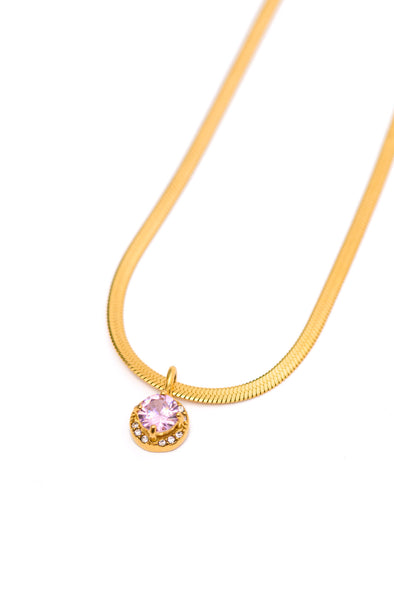 Here To Shine Gold Plated Necklace in Pink