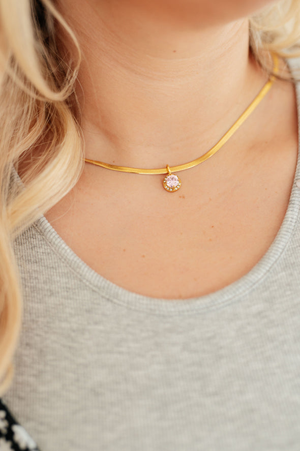 Here To Shine Gold Plated Necklace in Pink