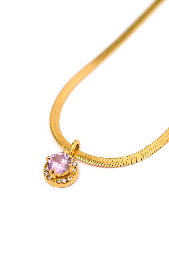 Here To Shine Gold Plated Necklace in Pink