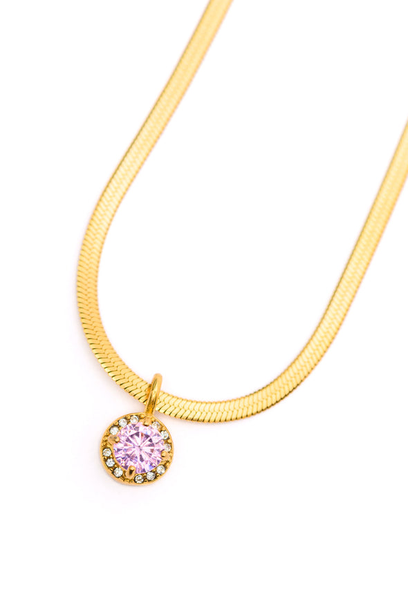 Here To Shine Gold Plated Necklace in Pink