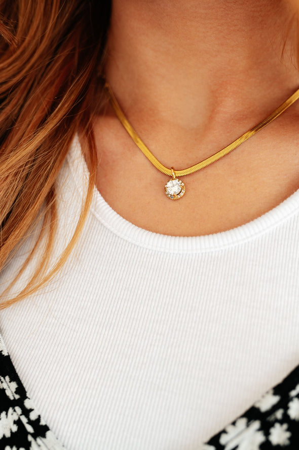 Here To Shine Gold Plated Necklace in White