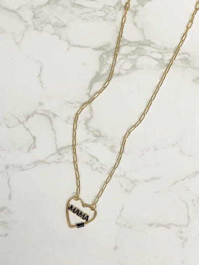PREORDER: Mama Heart Lock Chainlink Necklace