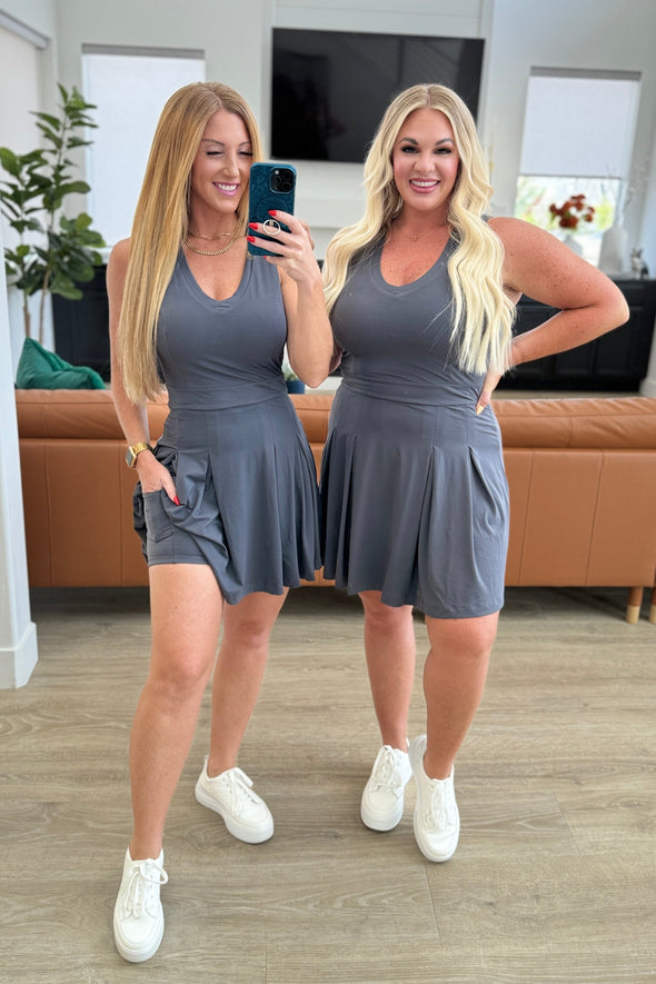 Hop, Skip and A Jump Dress and Shorts Set in Charcoal