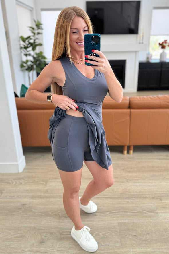 Hop, Skip and A Jump Dress and Shorts Set in Charcoal