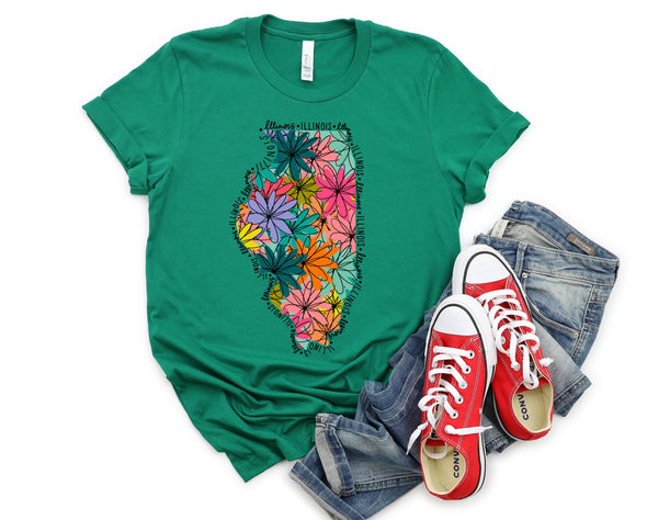 Illinois Floral Graphic Tee