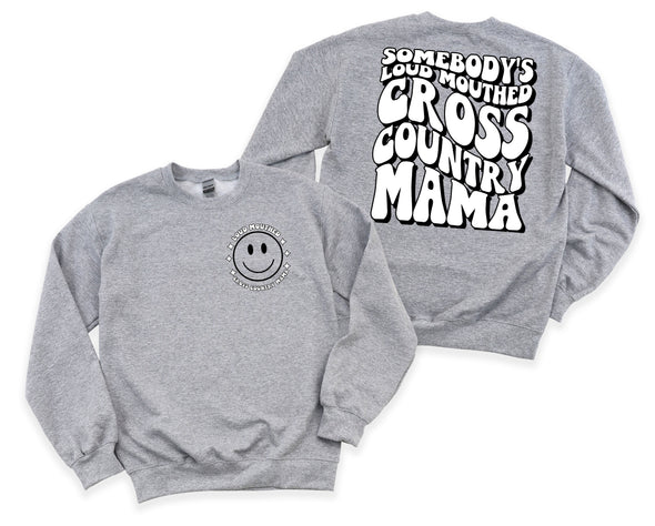 Loud Mouthed Cross Country Mama Graphic Tee and Sweatshirt