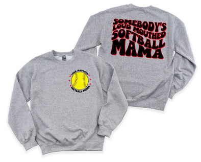 Loud Mouthed Softball Mama Graphic Tee and Sweatshirt