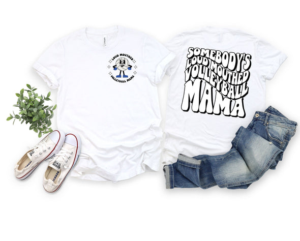 Loud Mouthed Volleyball Mama Graphic Tee and Sweatshirt