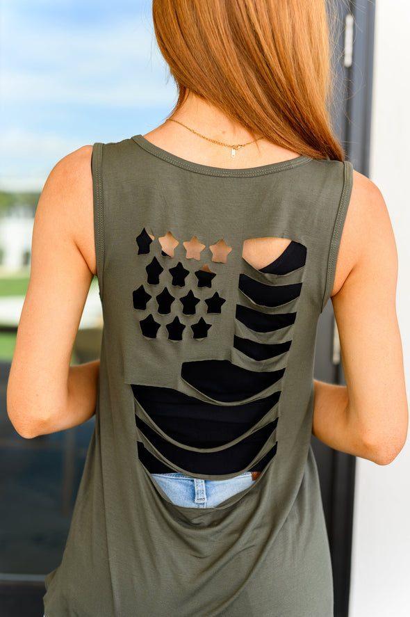 Land Of The Free Tank in Olive