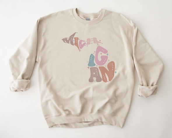 Pastel Michigan Graphic Tee and Sweatshirt