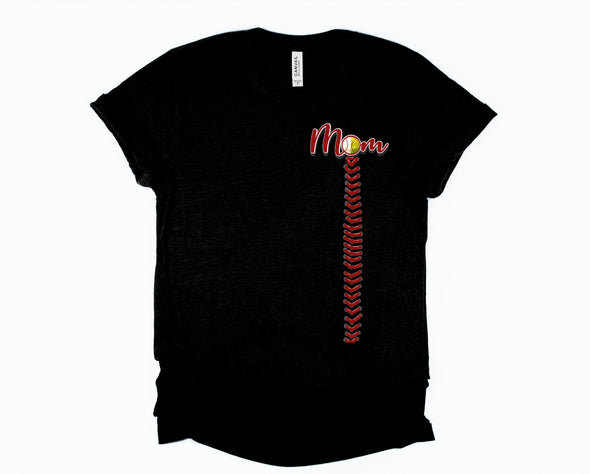 Mom Softball Baseball Laces Graphic Tee