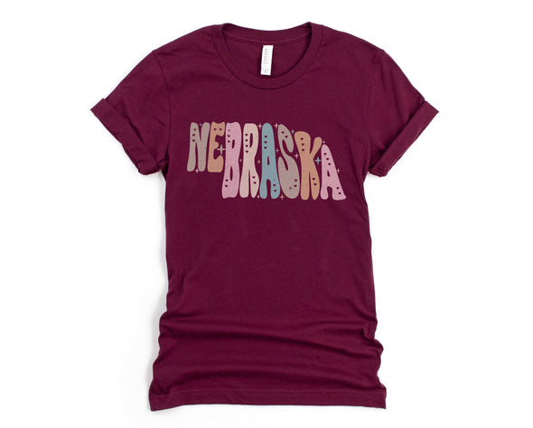 Pastel Nebraska Graphic Tee and Sweatshirt