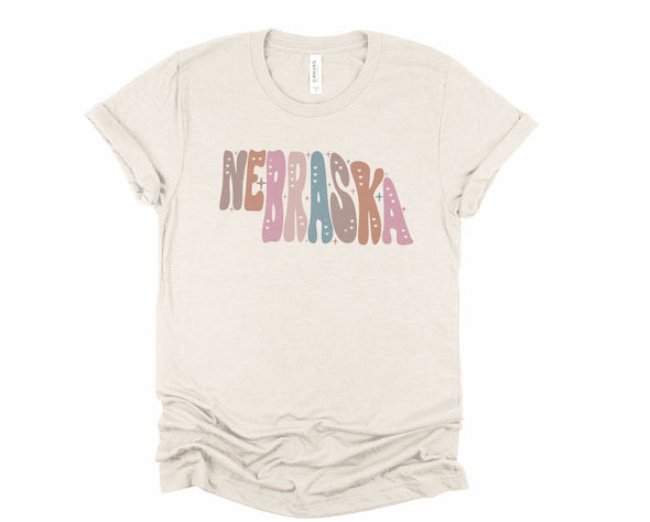 Pastel Nebraska Graphic Tee and Sweatshirt