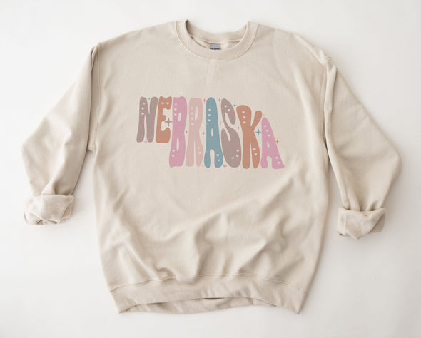 Pastel Nebraska Graphic Tee and Sweatshirt