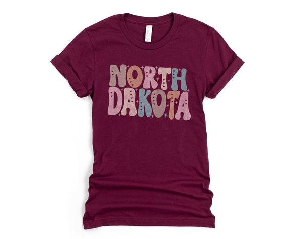 Pastel North Dakota Graphic Tee and Sweatshirt