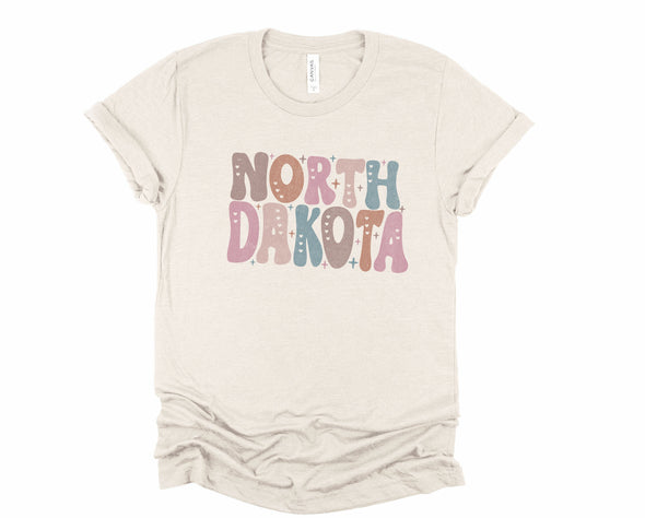 Pastel North Dakota Graphic Tee and Sweatshirt