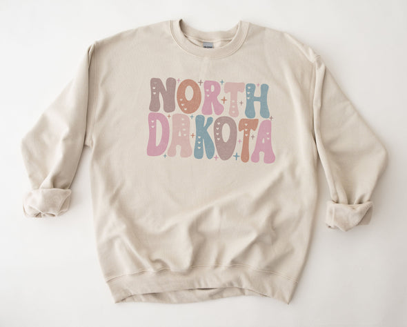 Pastel North Dakota Graphic Tee and Sweatshirt