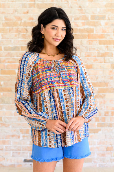 Open Sky Boho Tunic in Navy Mauve