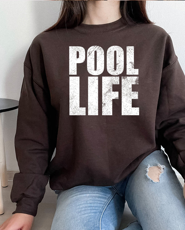 Pool Life Distressed Graphic Tee and Sweatshirt