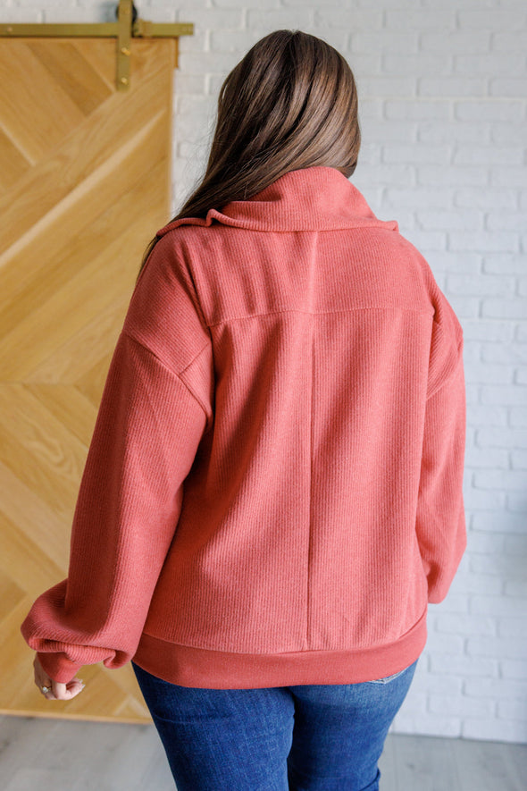 Quite The Impression Half Zip Pullover in Rust