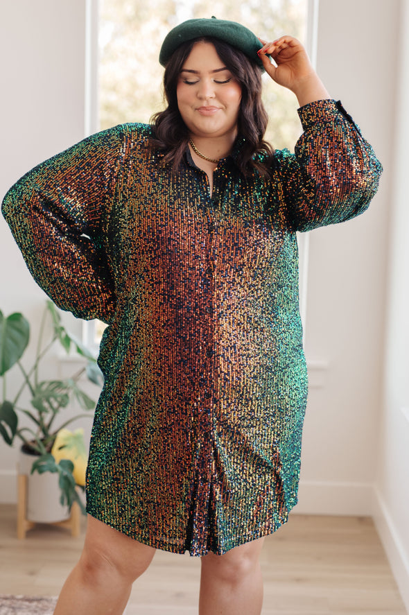 sequin shirt dress plus size Always The Birthday Queen Sequin Shirt Dress - White