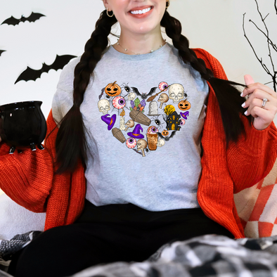 Heart Full Of Halloween Graphic Tee and Sweatshirt