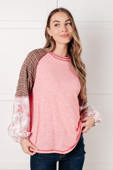 Walk For Miles Floral Color Block Top