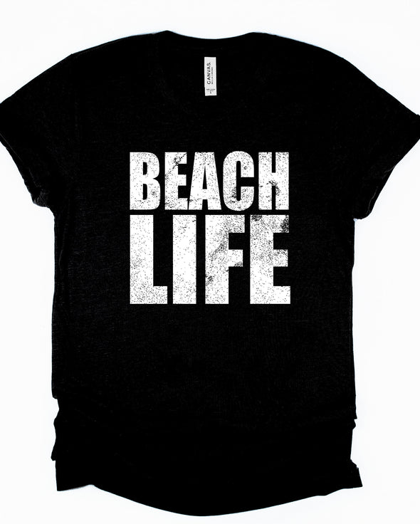 Beach Life Distressed Graphic Tee and Sweatshirt