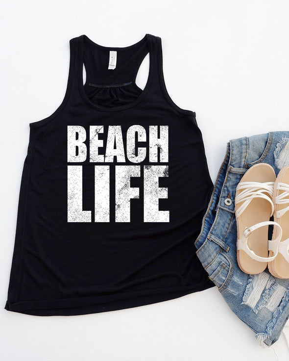 Beach Life Distressed Graphic Tee and Sweatshirt