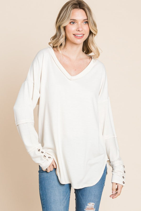 Culture Code V-Neck Dropped Shoulder Blouse