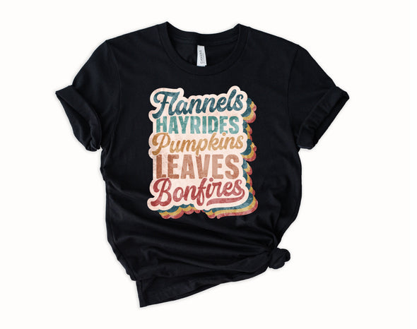 Flannels Hayrides and Pumpkins Graphic Tee