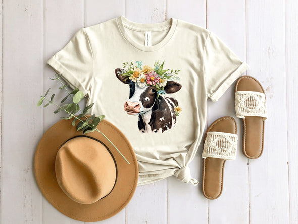 Floral Cow Graphic Tee