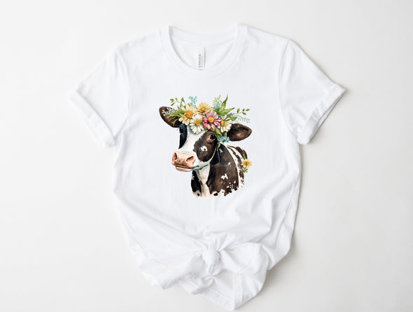 Floral Cow Graphic Tee