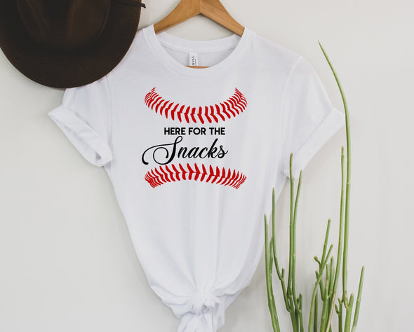 Here For The Snacks Baseball Graphic Tee