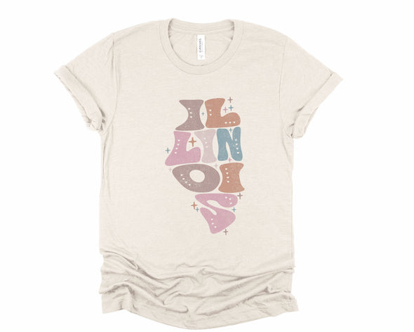 Pastel Illinois Graphic Tee and Sweatshirt