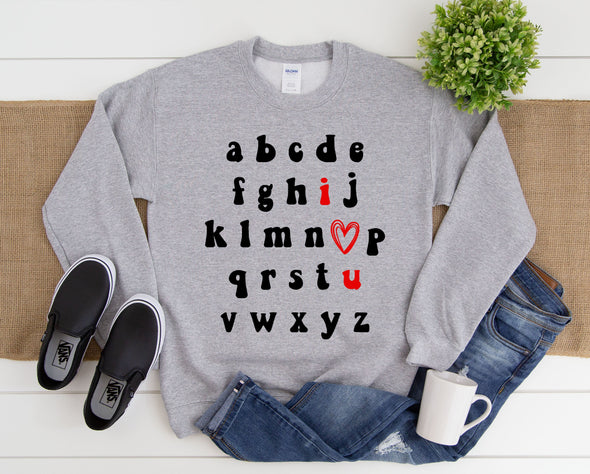 I Love You Graphic Tee and Sweatshirt