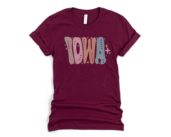 Pastel Iowa Graphic Tee and Sweatshirt