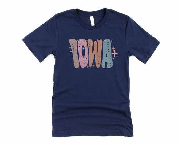 Pastel Iowa Graphic Tee and Sweatshirt