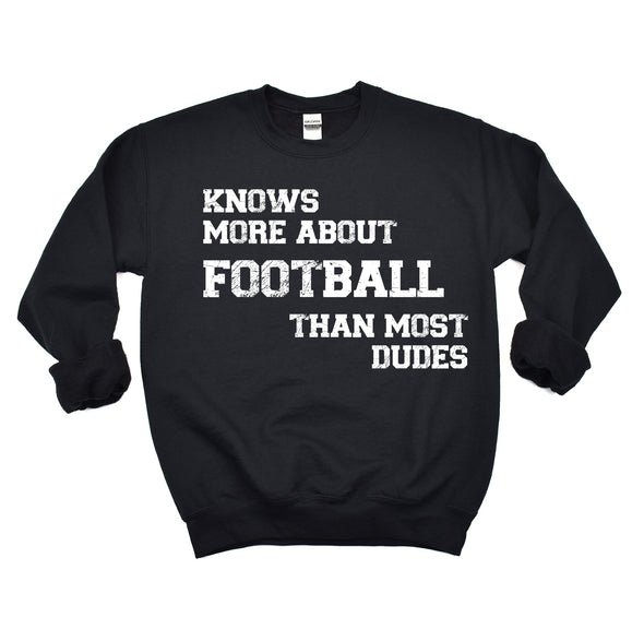 Knows More Football Graphic Tee and Sweatshirt