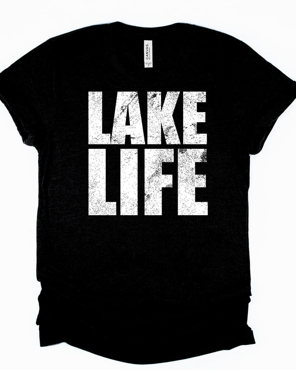 Lake Life Distressed Graphic Tee and Sweatshirt