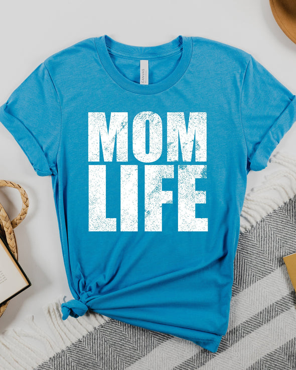 Mom Life Distressed Graphic Tee and Sweatshirt