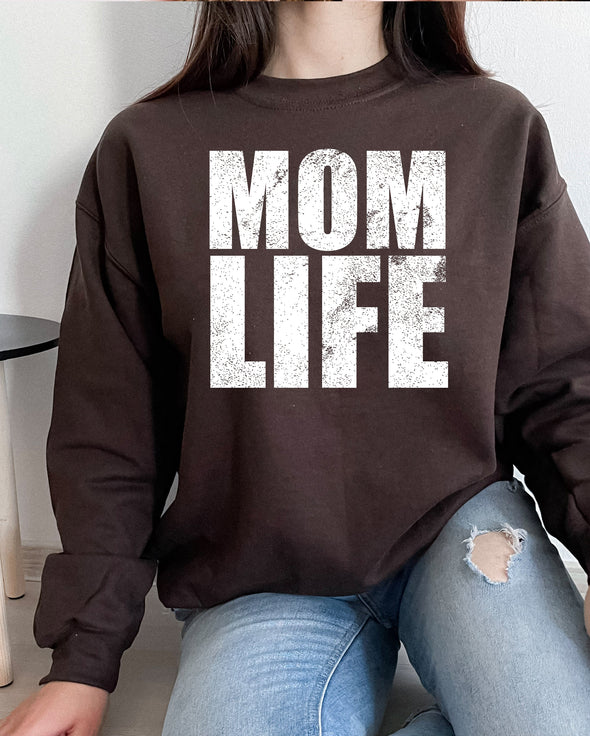 Mom Life Distressed Graphic Tee and Sweatshirt