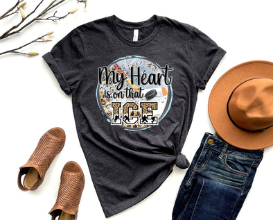 Hockey My Heart Is On That Field Graphic Tee