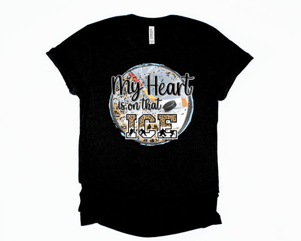 Hockey My Heart Is On That Field Graphic Tee