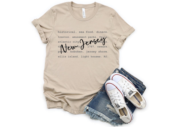 New Jersey Typography Graphic Tee and Sweatshirt