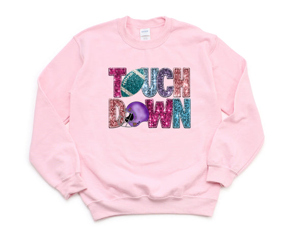 Pastel Football Bling Graphic Tee and Sweatshirt