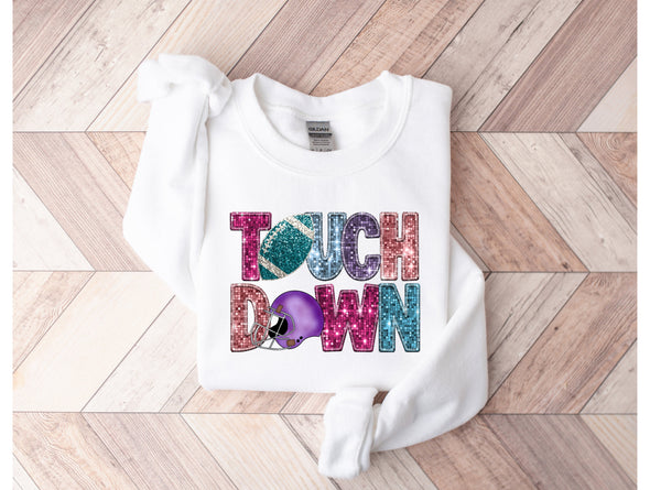 Pastel Football Bling Graphic Tee and Sweatshirt