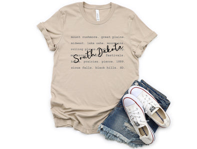 South Dakota Typography Graphic Tee and Sweatshirt