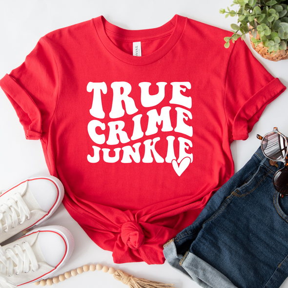 True Crime Junkie Graphic Tee and Sweatshirt